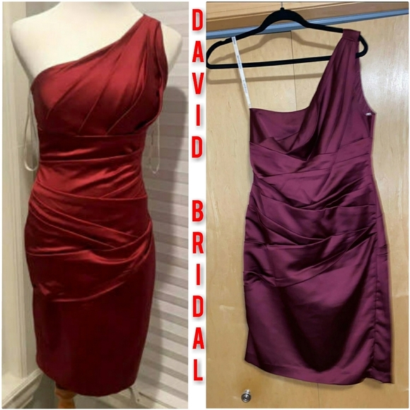 David's  Bridal One Shoulder Short Dress - Picture 2 of 11